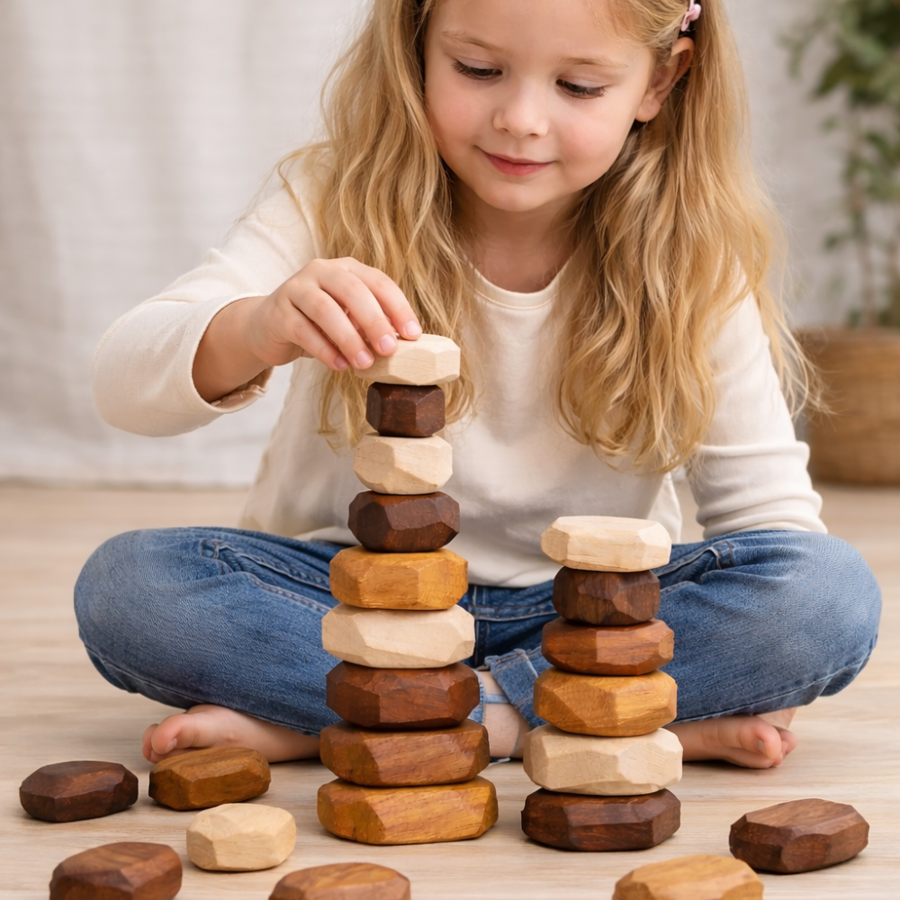 Eco-Friendly Wooden Balancing Blocks – Natural Log Building Toy